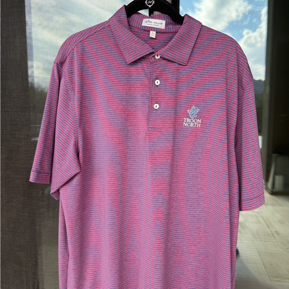 Peter Millar Striped Purple Polo Shirt